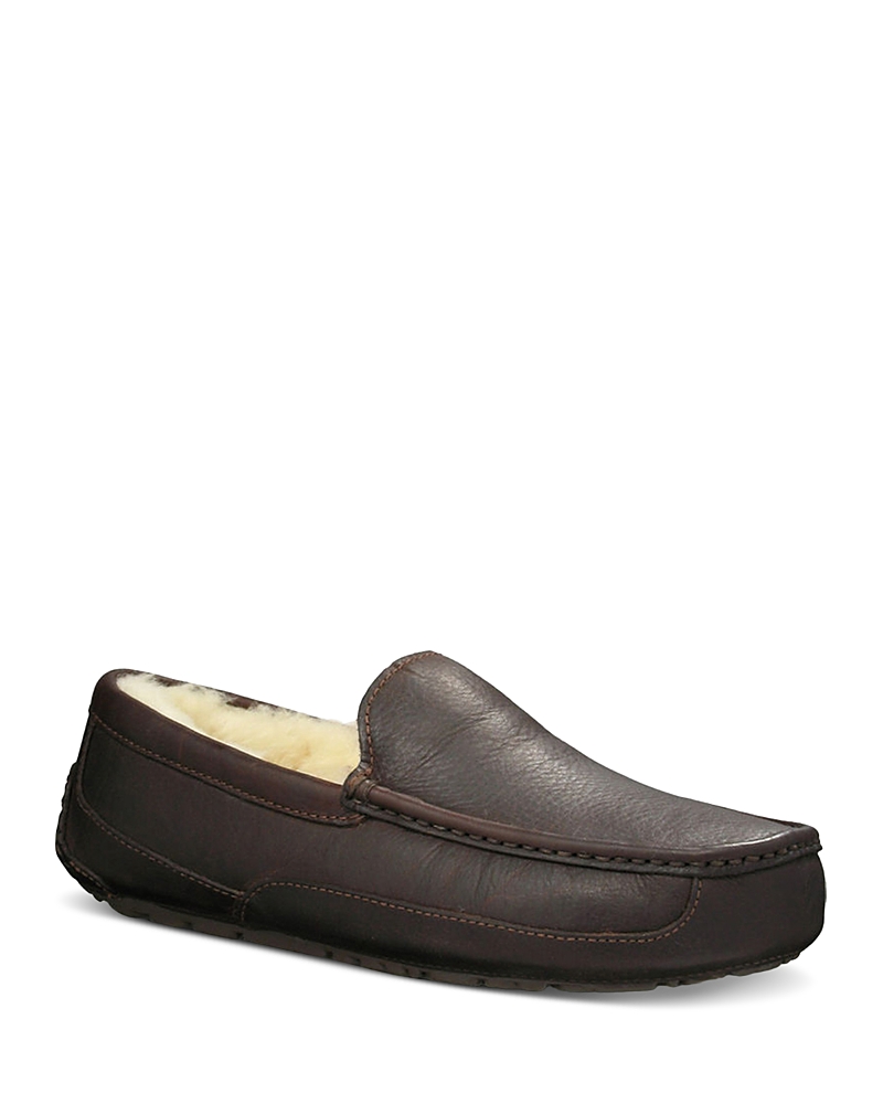 Ugg Men's Ascot Water-resistant Leather Slippers In Dark Spice