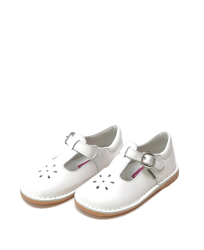 L'amour Shoes Joy Classic Leather T-strap Mary Jane - Little Kid In White