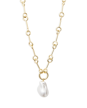 Aqua Imitation Pearl Link Chain Necklace, 16 - 100% Exclusive In White/gold