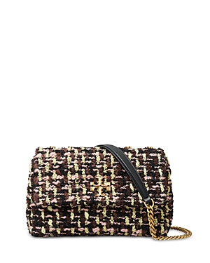 Shop Tory Burch Kira Tweed Small Convertible Shoulder Bag In Multi/gold