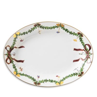 Star Fluted Oval Christmas Dish 