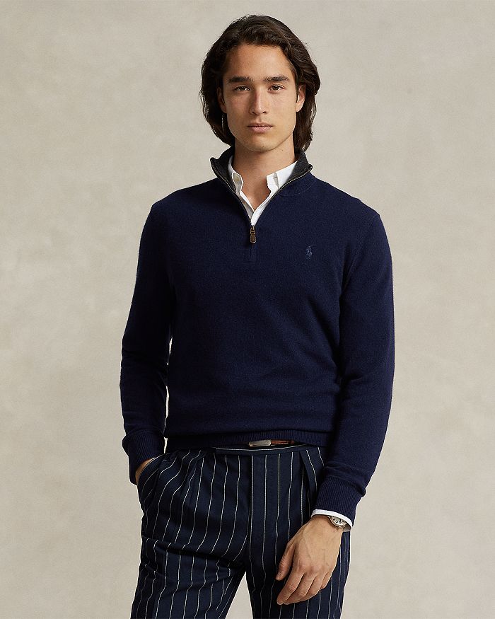 Polo Ralph Lauren Cashmere Regular Fit Quarter Zip Mock Neck