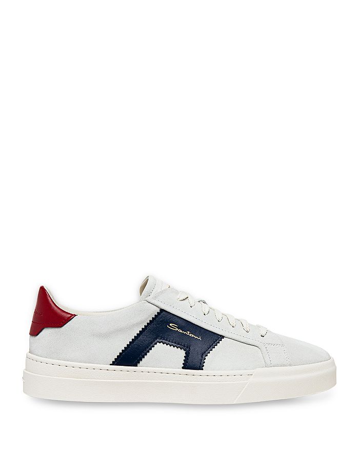 Santoni Men's Double Buckle Lace Up Sneakers In White