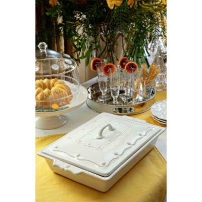 Berry & Thread Whitewash 13" Rectangular Baker with Lid