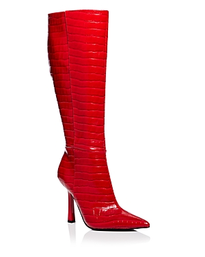 Aqua Women's Shea Pointed Toe High Heel Boots - 100% Exclusive In Red Crocodile