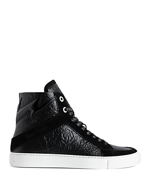 ZADIG & VOLTAIRE WOMEN'S HIGH FLASH DISTRESSED LEATHER HIGH TOP SNEAKERS