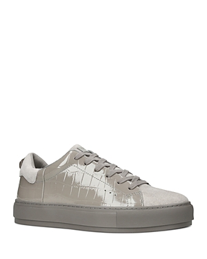 KURT GEIGER LANEY CROC EMBOSSED LACE UP SNEAKERS