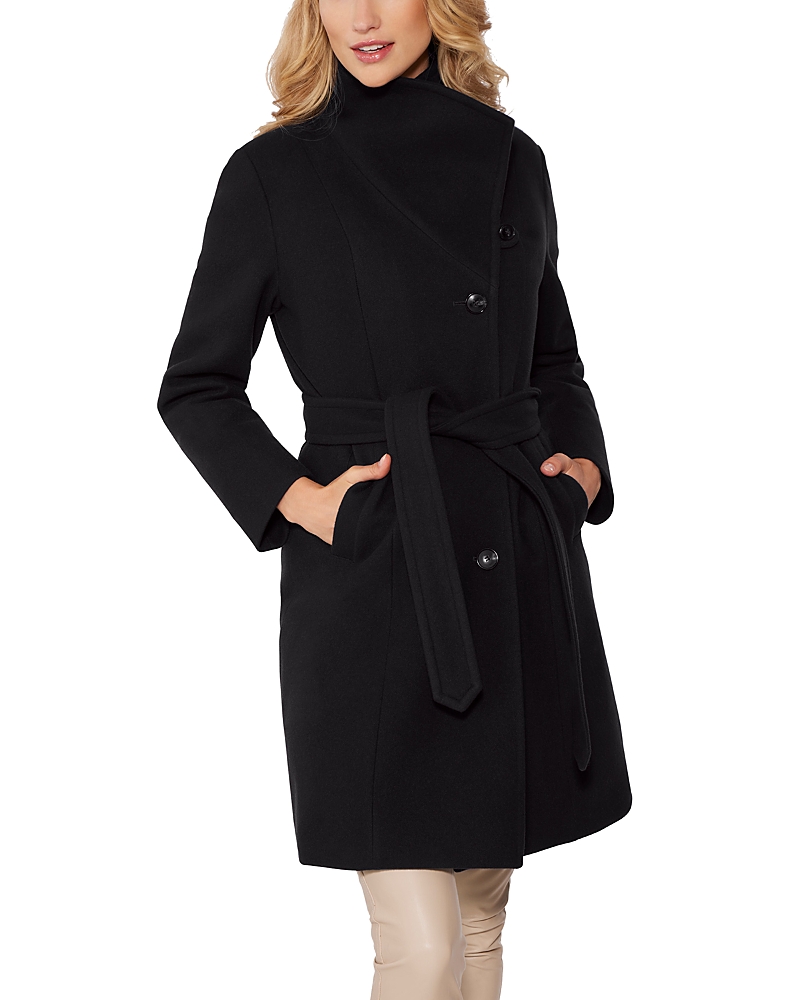 Norwegian Wool Double Breasted Virgin Wool Blend 750 Fill Power Down Waterproof Coat In Black