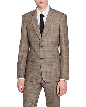 Shop Sandro Regular Fit Check Suit Jacket In Grey