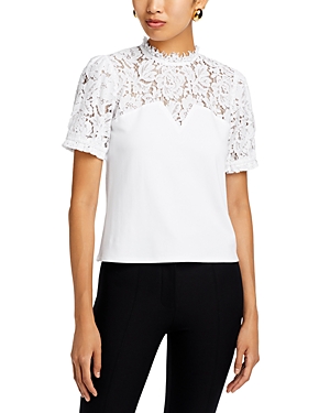 Generation Love Romina Mixed Media Lace Top In White