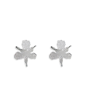 Lele Sadoughi Crystal Paper Lily Drop Earrings in Silver Tone