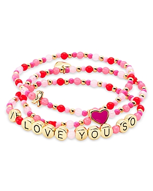 Aqua X Kerri Rosenthal Beaded I Love You So Bracelet Set - 100% Exclusive In Pink/gold