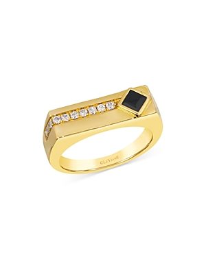 Men's Onyx & Champagne Diamond Ring in 14K Yellow Gold