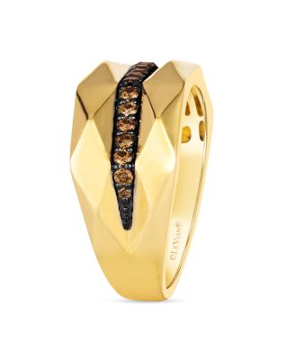Men&#39;s Brown Diamond Band Ring in 14K Yellow Gold, 0.35 ct.t.w.