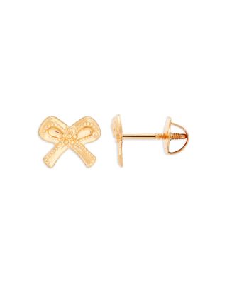 Children's Tiny Bow Stud Earrings in 14K Yellow Gold