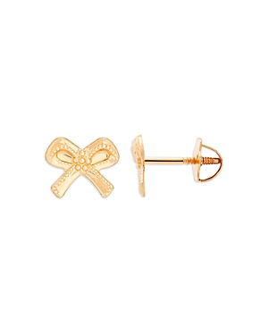 Bloomingdale's Kids' Children's Tiny Bow Stud Earrings In 14k Yellow Gold