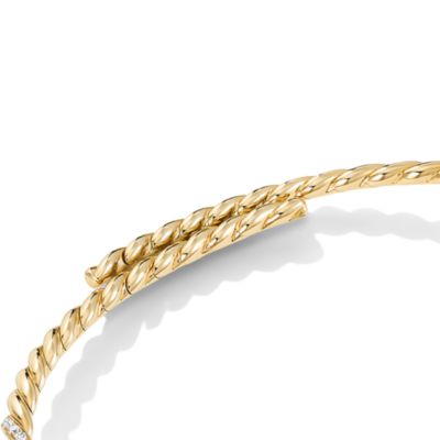 Sculpted Cable Flex Necklace in 18K Yellow Gold with Diamonds, 5mm