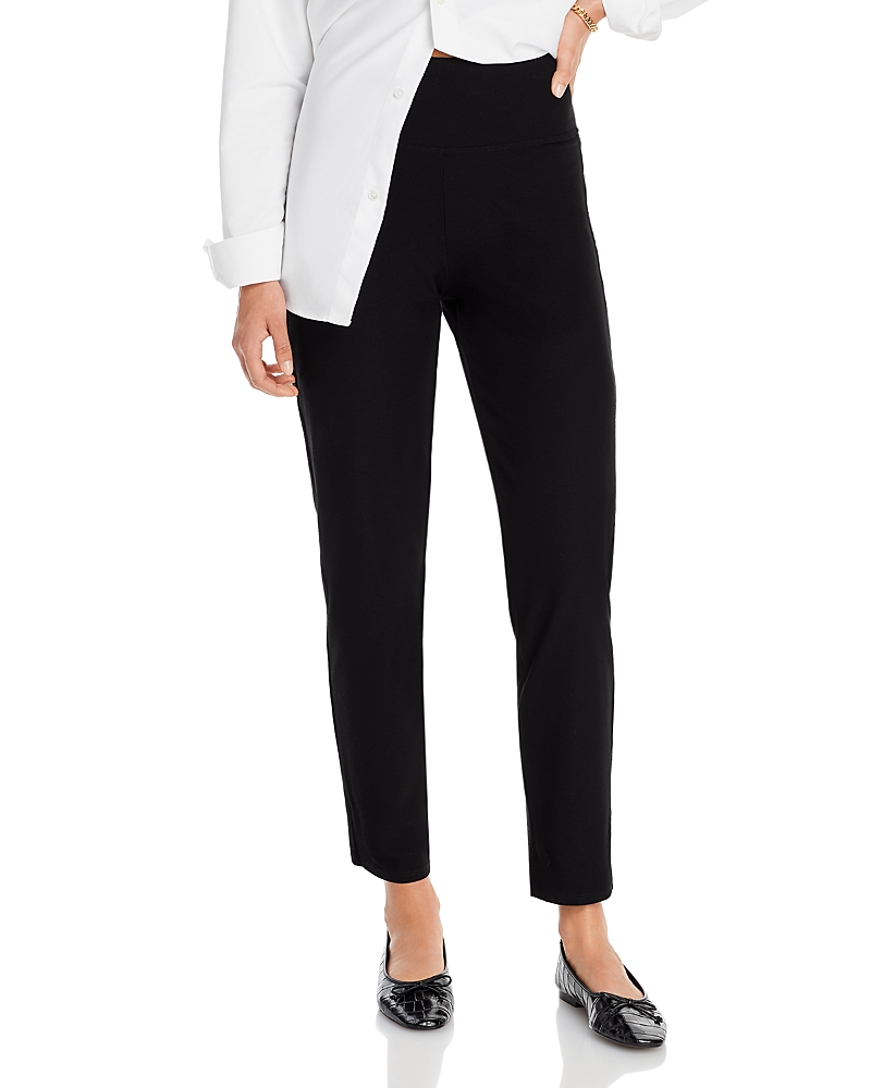 Eileen Fisher Stretch Crepe Slim Ankle Pants In Black