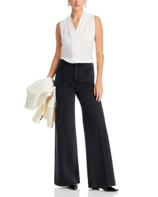 Mila Sleeveless V Neck Pleated Silk Blouse