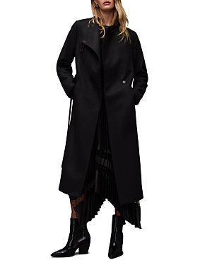 Shop Allsaints Riley Belted Coat In Black