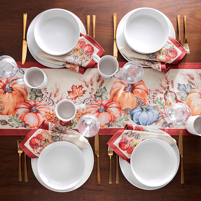 Elrene Home Fashions Botanical Harvest Pumpkin Engineered Table Runner, 13 X 70 In Multi