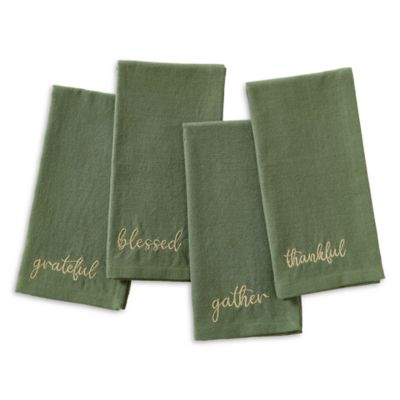 Harvest Sentiment Embroidered Napkins, Set of 4