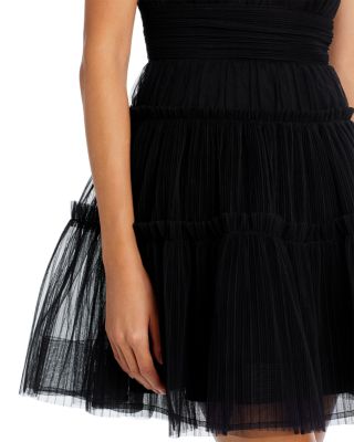 Strapless Tiered Tulle Mini Dress