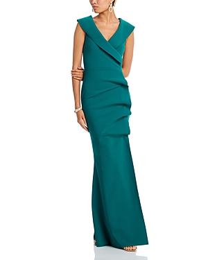 Shop Chiara Boni La Petite Robe Off The Shoulder Maxi Dress In Jade