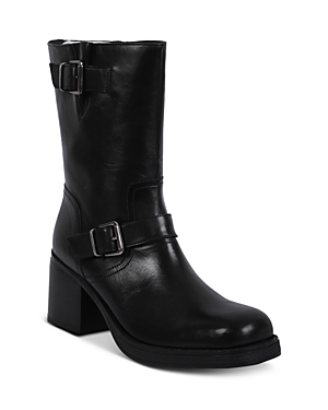 Kenneth Cole Women's Janice Buckled High Heel Boots In Black Leather