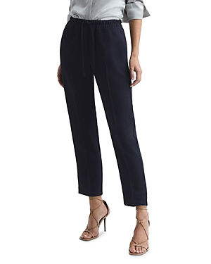 Shop Reiss Petite Hailey Pull On Tapered Pants In Navy