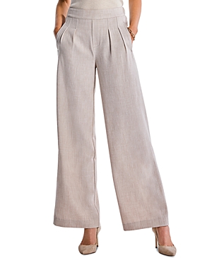 Nic + Zoe High Waist Twill Wide Leg Pants In Biscotti Heather