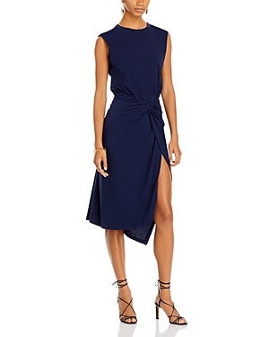 Derek Lam 10 Crosby Landry Knit Front-twist Midi Dress In Navy