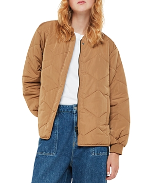 Whistles Ida Short Quilted Coat In Camel