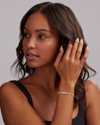 18K White & Yellow Gold Signature Caviar Diamond Bezel Two Row Bracelet