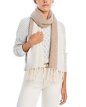C By Bloomingdale's Cashmere Reversable Cashmere Scarf, 100% Exclusive In Tan/ivory