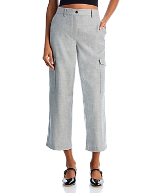 Shop Theory Wool Cropped Cargo Pants In New Light Heather