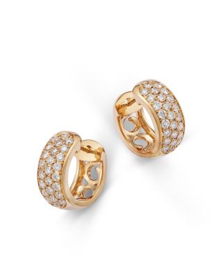 Bloomingdale's Fine Collection - Diamond Pav&eacute; Huggie Hoop Earrings in 14K Yellow Gold, 0.45 tcw