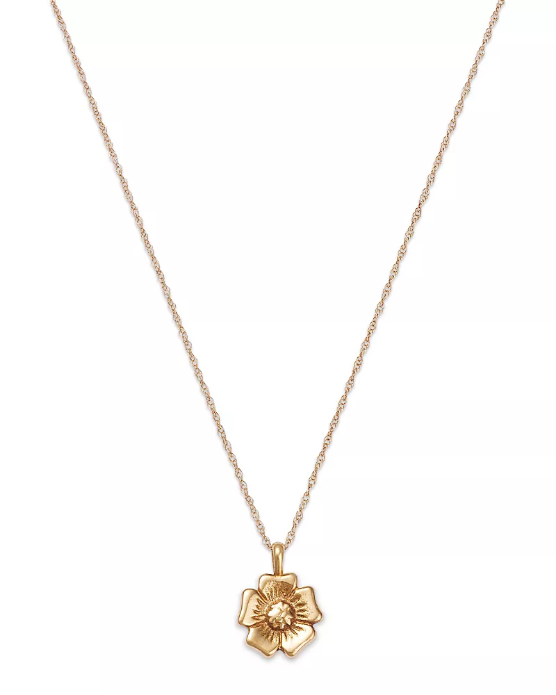 Moon & Meadow 14K Yellow Gold Flower Pendant Necklace, 18