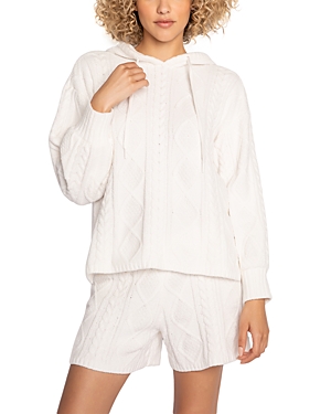 Pj Salvage Long Sleeve Cable Knit Sweater Shorts Pajama Set In Ivory