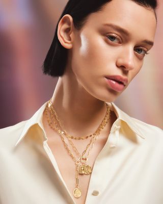 14K Yellow Gold Heart Collar Necklace, 16.25"