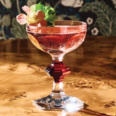 Harcourt 1841 Coupe Glasses with Red Knob, Set of 2