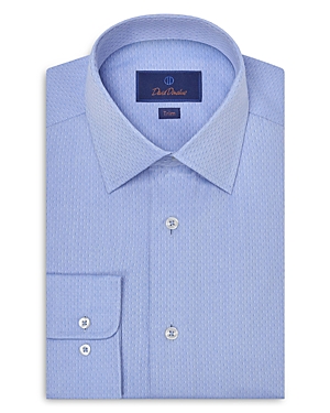 David Donahue Slim Fit Dobby Micro Check Cotton Dress Shirt In Sky