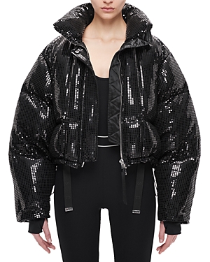 Shoreditch Ski Club Dissco Sequin Puffer Jacket In Black