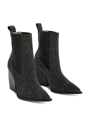 Shop Allsaints Women's Ria Sparkle Pull On High Heel Chelsea Boots In Black