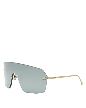 Shop Fendi First Shield Sunglasses, 142mm In Blue Mirrored Solid