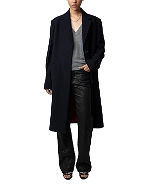 Shop Zadig & Voltaire Marly Lainage Coat In Encre
