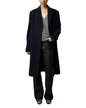 Zadig & Voltaire Marly Single-breasted Coat In Encre
