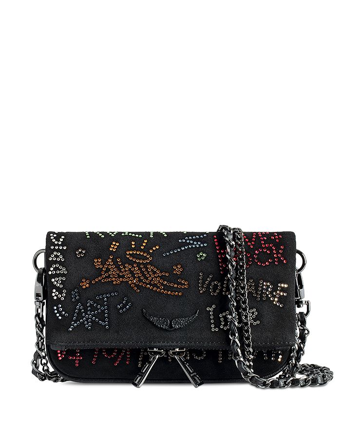 Zadig&Voltaire Graffiti-Print Leather Crossbody Bag
