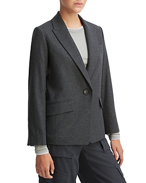 Vince Mélange-effect Single-breasted Blazer In Heather Charcoal