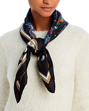 Shop Echo Written In The Stars Silk Square Scarf In Black